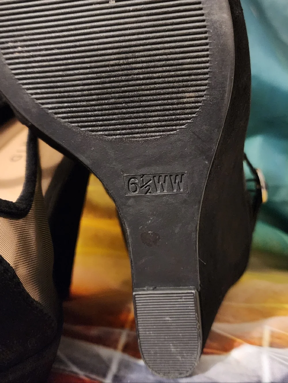 Torrid Black Mesh & Suede T-Strap Heels - Picture 5 of 5